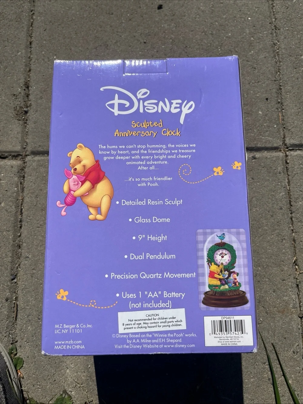 Disney Winnie the Pooh and Piglet Celebratory Sculpted Clock - Purple/Yellow/Red